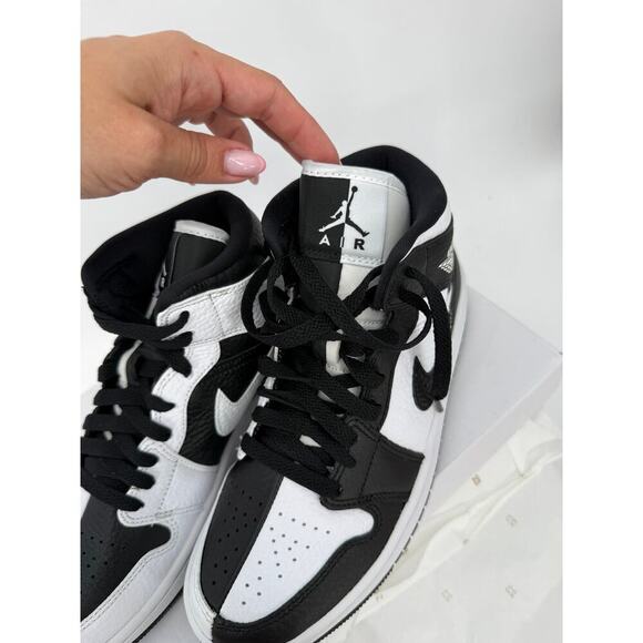 NIB Nike Women's Air Jordan 1 Mid SE Homage Split Black White - Picture 5 of 9